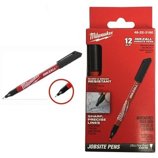 美沃奇MILWAUKEE 細頭工程筆 (36入/桶) 黑紅藍綠 - 南慶五金, 黑極細字工程筆12入/盒裝 不混裝, 1個