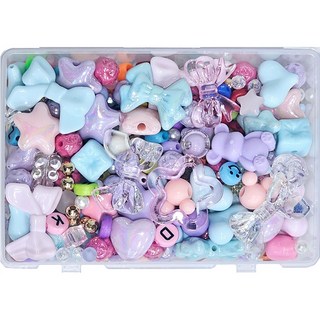 [루앤블리] 알찬 비즈 세트 부자재 대용량 파츠 팔찌 핸드폰 스트랩 키링 만들기 DIY 공예 재료 200g, 1개, 샤랄라(쿨)