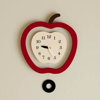 사과 벽시계 인테리어 귀여운 침실 시계 집들이선물, 사과 무소음 시계(추O)