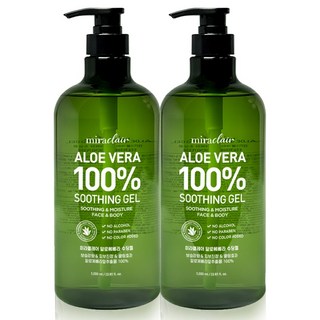 미라클레어 대용량 알로에베라 순도100% 무알콜 수딩젤 수분가득, 2개, 1L