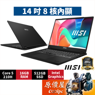 微星 Modern 14 D2RMG-428TW 筆記型電腦 14吋 8核內顯 16GB RAM 512GB SSD, 黑, Windows 11 家用版