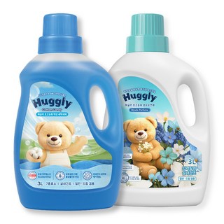 허글리 액상 세탁세제 코튼캔디 3L + 허글리 섬유유연제 미스틱퍼퓸 3L 세트, 1세트