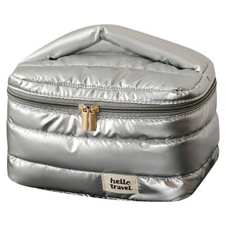 hello travel 雲朵化妝包 大容量立體開口設計 防潑水旅行收納化妝包, 銀, 1個