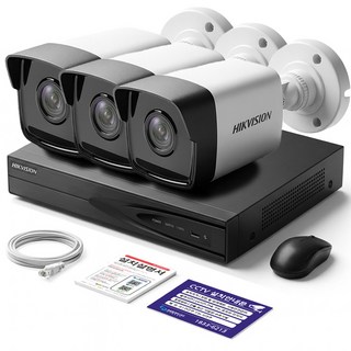 세계1위 하이크비전 800만화소 IP 카메라 녹화기 풀세트 4K PoE 지원 HDD 포함, 실외카메라 3대, HDD 2TB, 1개