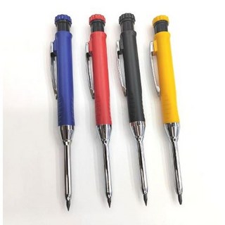 木工筆 2.8mm 木工自動鉛筆 木工記號筆 深孔記號筆 防水耐用, 黑色-2.8mm筆芯*1盒(6隻), 1個