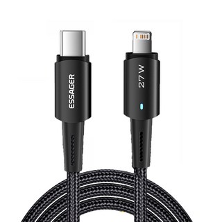 Essager 아이폰 C to 8핀 PD고속 충전 케이블, 0.5m, 블랙, 1개