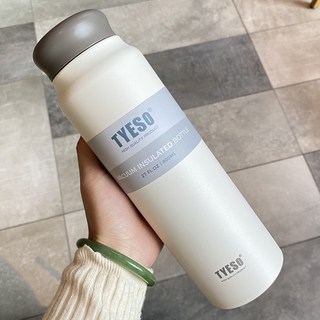 304不鏽鋼保溫杯 雙層真空 戶外便攜運動水壺 莫蘭迪色系隨身杯, 古董白 800ML, 1個