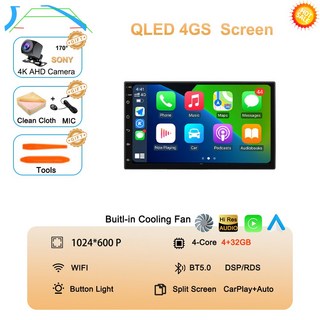 7인치 QLED 화면 2 Din 범용 안드로이드 15 카 DVD GPS 라디오 스테레오 멀티미디어 플레이어 자동차 CarPl, 1개