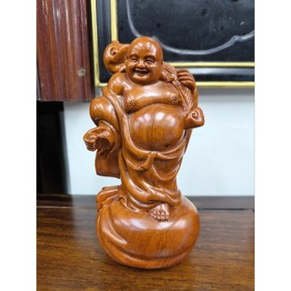 {超人氣大賣場} 彌勒佛 招財擺飾 黑檀木實木雕刻 佛像擺件，風水擺設增添居家祥和喜樂氛圍, 1個, B款花梨, 花梨