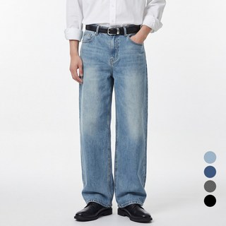 남자 워싱 와이드 밴딩 청바지 빅사이즈