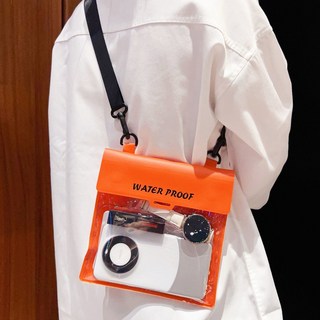 手機防水袋大尺寸大容量可觸屏沙灘包遊泳潛水漂流裝備斜挎防水包, 1個, 【橙色】密封條防水丨靈敏觸屏丨可拍照