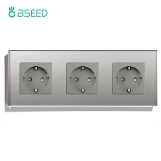 BSEED 단일 EU 벽 소켓 더블 C타입 USB 소켓 2.1A 트리플 크리스탈 유리 전원 16A, 01 250 볼트, 01 빠른, 15 Triple Socket