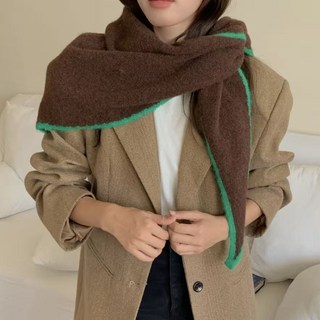 高級感輕奢含羊毛三角巾大披肩秋冬韓系保暖針織三角巾針織圍巾