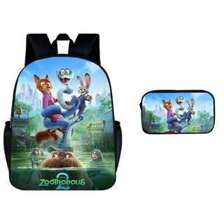 Zootopia 2 印花書包 瘋狂動物城2 小學生背包筆袋2件套, 24, 1個