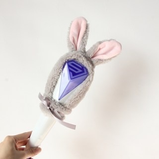 choyur 응원봉 귀여운 동물 귀 액세서리 팬 용품 아이돌 콘서트 BJJ001, 램프 세트(램프 제외), 회색 토끼 분홍색 귀