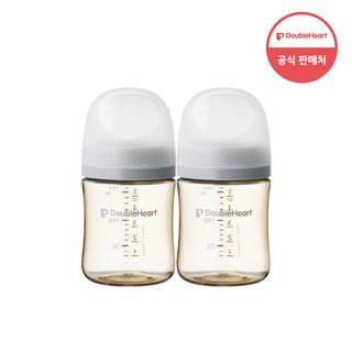 더블하트 모유실감 3세대 PPSU 노꼭지 젖병 트윈팩, 새벽그레이, 160ml, 2개