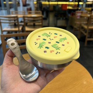 KOM 台灣製 316不鏽鋼隔熱碗 矽膠密封蓋 幼兒園三色碗 (美人魚/汽車/恐龍/獨角獸), 新品316矽膠密封蓋碗（恐龍圖案）,全新有盒的, 1個