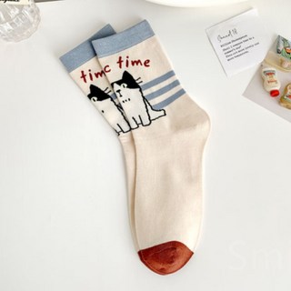 韓系動物圖案中筒襪 舒適可愛女生襪子