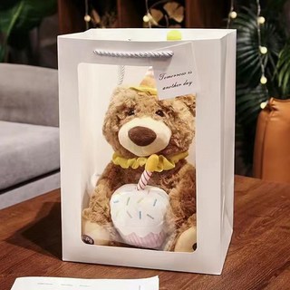 生日唱歌生日快樂小熊禮物毛絨女生毛絨玩具閨蜜公仔生日禮物玩偶, 1個, 經典充電款+禮盒+彩燈37cm