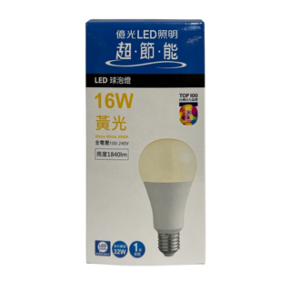 億光 LED 球泡燈 16W 黃光 1840lm 全電壓 100-240V, 12個