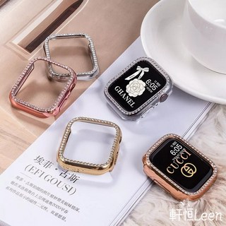 適用於 Apple Watch 鑲鑽半包保護殼 保護套 11 10 9 8 7 SE 46mm 45mm 蘋果手錶殼, 雙排鑽半包-銀色,41mm, 1個