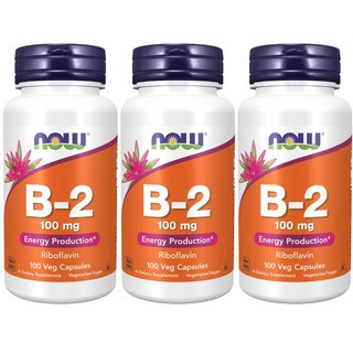 NOW Foods 維他命B2核黃素膠囊, 100顆, 3罐