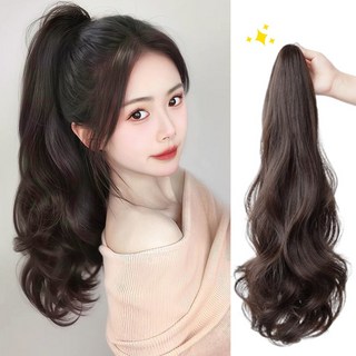 포니테일가발집게 똥머리 가발 웨이브 55CM, 1개, 브라운블랙
