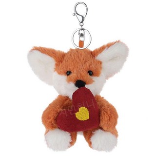 사막 여우 키링 가방참장식 인형 열쇠고리 캐릭터 홀더, 하트 오렌지 여우