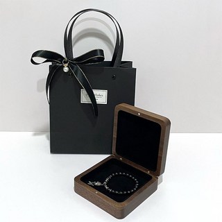 우드 반지 보관함 케이스 돌반지 예물함 커플링 보관 프로포즈, 18_원목 팔찌 박스 세트(블랙 벨벳)(외부, 1개