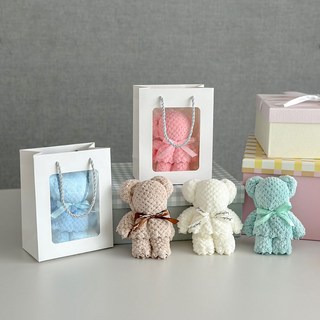 아크디 곰돌이 수건 답례품 세트, 10개, 대형 브라운