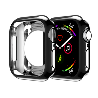 링고룸 애플워치 젤리 케이스 베젤형 슬림 + 보호필름 증정, 1개, 블랙