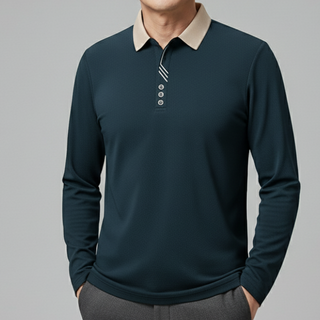 중년 남성 봄가을 폴로넥 티셔츠 캐주얼 긴팔티