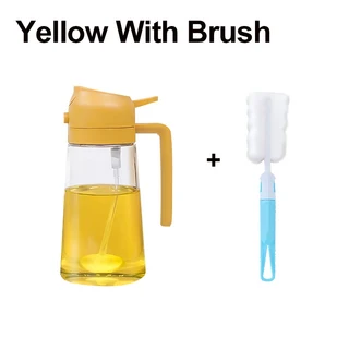 BBQ 요리 올리브 브러시 디펜서 주방 오일 500ML 식초병 분무기, 1개, Yellow with brush
