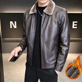 남성 퍼안감 PU레더자켓 루즈핏 카라자켓 캐주얼아우터