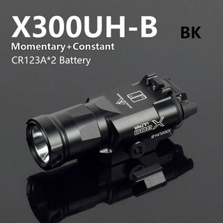 손전등 휴대용 헤드라이트 충전식 전술 Surefire 무기 조명 X300 X300U X300UH-B XH35 20mm 레일 에어소프트 사냥, X300UHB(Black), 1개