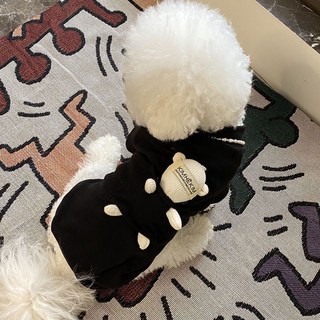 i豆寵物生活館 春秋季寵物衣服 泰迪小型犬比熊貓咪薄款防掉毛, 黑色,尺寸參考胸圍背長, 1個