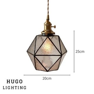 北歐復古單吊燈 輕奢鑽石角餐桌燈 全銅吊燈, 透明,單吊燈 / 吸頂盤