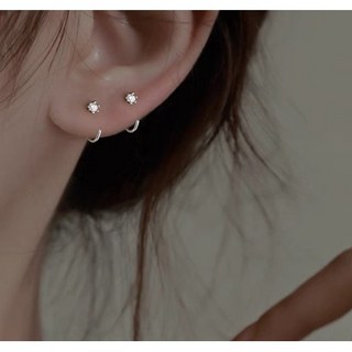 簡約日常小鑽圓圈耳環，高質量設計，睡覺免摘舒適配戴