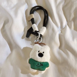 萌系藍色大鼻子小狗掛件編織帶手提手腕式掛鏈鑰匙扣掛飾手機通用, 1個, 綠色大鼻子小狗+C48標+黑三角