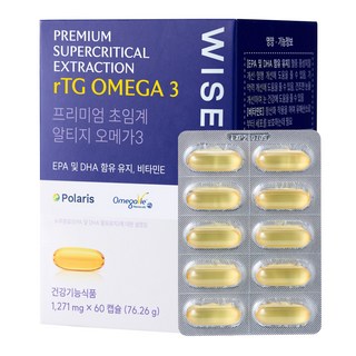 와이즐리 80% 순도 프리미엄 초임계 알티지 오메가3 1000mg, 1개, 60정