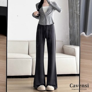 Cavensi 冰絲防曬喇叭褲 S-4XL 夏日涼感長褲女 加大微喇褲 休閒褲