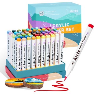 아트엑스 아크릴 마카펜 세트 60색 C 브러시형 생활방수 전문가용, 1개