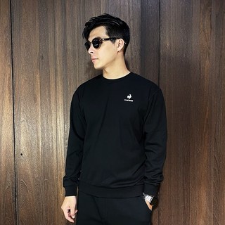 Le Coq Sportif 公雞 長袖上衣 大學T 棉質 男款 LOGO 黑色 CV87 美國百分百全新真品