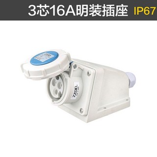 台灣出貨 德標 戶外防塵防水工業插頭插座 3芯4芯5芯 16A32A IP67, 3芯16A 明裝插座, 1個