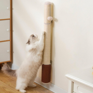 SUNRUI 고양이 수직 스크래쳐 벽부착형 기둥, 1개, 베이지
