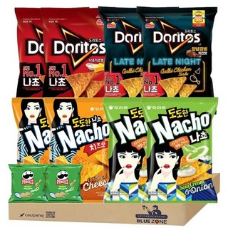 세트 도도한나쵸 치즈2개 어니언2개 도리토스 나쵸 치즈맛2개 양념갈비치킨맛2개 프어2개, 1세트, 도도한나쵸2종 + 도리토스2종