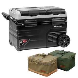 【露營中毒本鋪】SANSUI 行動冰箱 雙槽冷藏冷凍 車載移動 露營車宿適用, 雙槽冰箱45L【贈戰術收納袋55L】, 45L