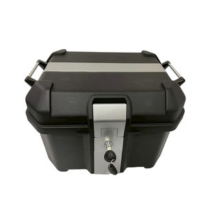 新北新莊箱架屋 全黑銀鎖 45L 塑膠機車後箱 防水車箱 輕量化附靠背