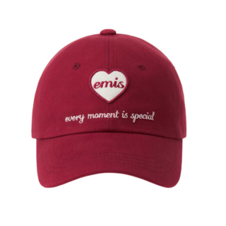 Emis 品牌Logo棉質帽 男女情侶款 紅色