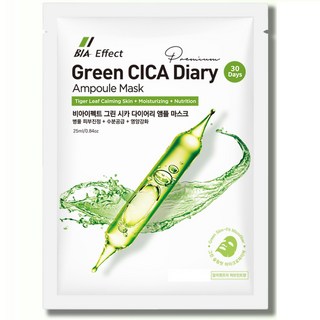 비아이펙트 그린 시카 앰플 마스크팩 25ml /병풀 진정팩/ 초밀착 그린 마이크로시트/뷰티인아시아, 1개입, 100개
